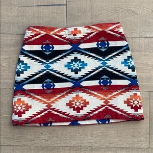 Aztec style mini skirt with exposed zip